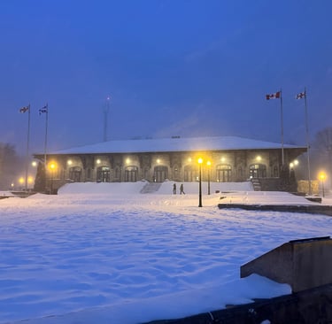 Mount Royal Chalet covered in snow