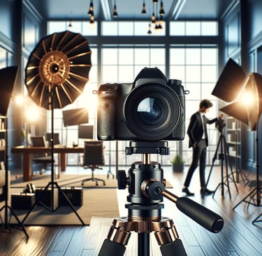 a camera and a camera on a tripod