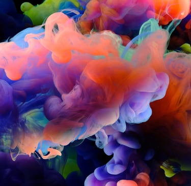 a bunch of colorful colored inks in a black background