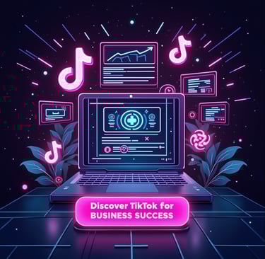futuristic image of a laptop with tiktok logos