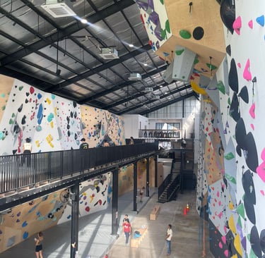 Indoor climbing gym in Canggu offering classes, rentals, and guided sessions.