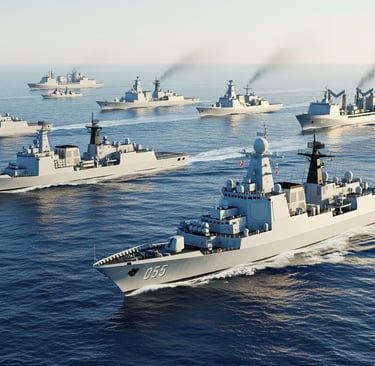 a group of ships in the water