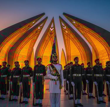 a group of soldiers in uniform standing in front of a large building