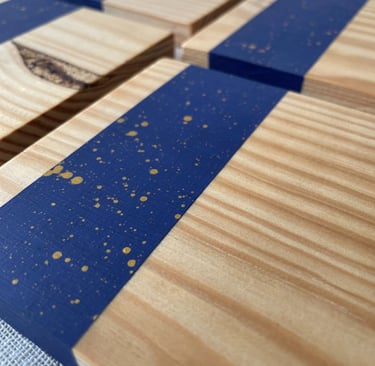 Hand-painted reclaimed wood coaster set