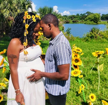 Romantic lakefront marriage proposal setup in Orlando with floral decorations, beautiful sunflowers