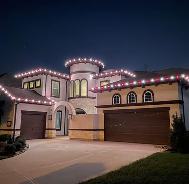 Candy Cane Style Christmas Lights Installed in Mandarin