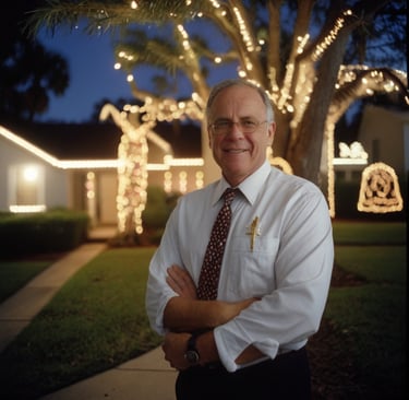 HOA Manager assessing Christmas Lights for safety