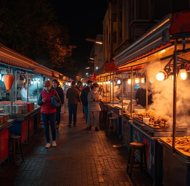 Mercado nocturno asiático de comida
