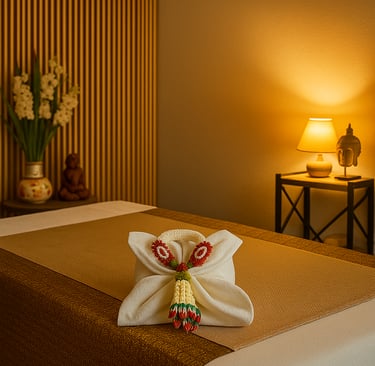 Massagezimmer bei Bai Pho Thai Massage in Zossen – traditionelles Thaimassage-Angebot, warmes Ambien