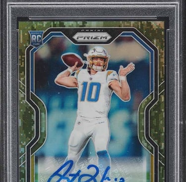 "Justin Herbert rookie autograph card with on-card signature and RC designation."