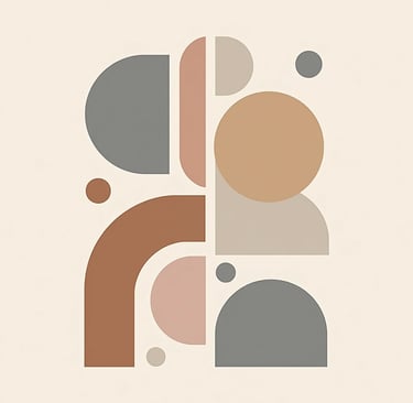Wall art mockup with abstract pastel geometric print — minimalist Scandinavian-style interior scene.