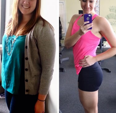 before and after weight loss client result with online coaching