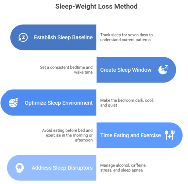 infographic showing 5 step sleep-weight loss method