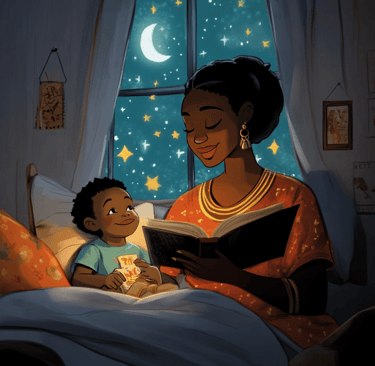 a woman reading a book while holding a baby