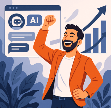 Small business entrepreneur achieving success through AI-powered business tools and automation
