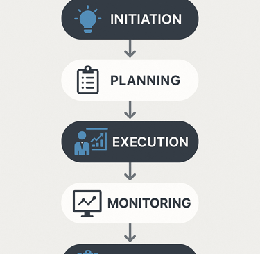 Visual representation of structured project planning workflow and process phases