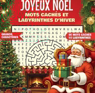 Joyeux Noël livre de mots cachés et labyrinthes dhiver grands caractères pour adultes et seniors liora onyx