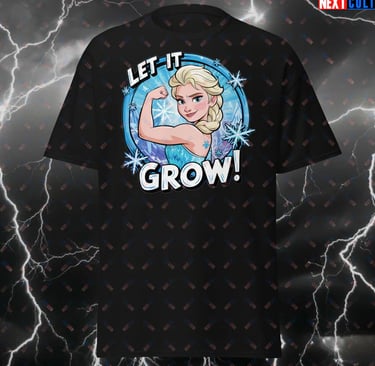 a black t - shirt with a frozen princess let it grow