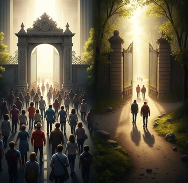 immagine che rappresenta la parabola della porta stretta e della porta larga