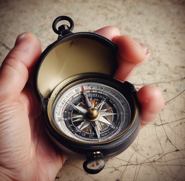 una mano che regge una bussola simbolo di crescita personale