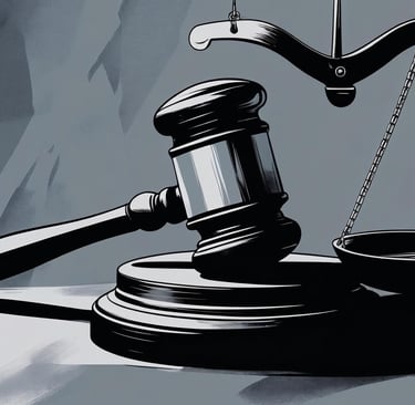 un martelletto da giudice ed una bilancia per emettere una sentenza eterna di assoluzione o condanna