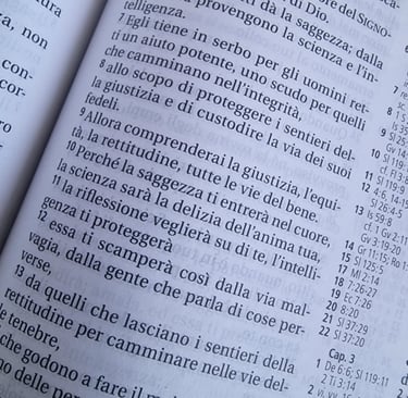 Una pagina di testo dalla bibbia per conoscere cosa c'é scritto davvero. senza filtri.