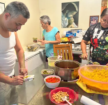 a family making puerto rican pasteles