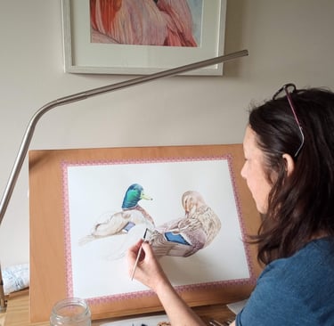 Artist Painting Mallard Ducks