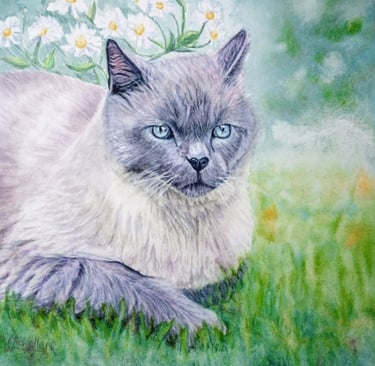 photo of cat pet portrait painting