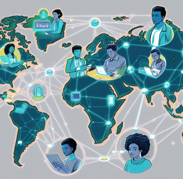 	Map showing global connectivity for remote IT support