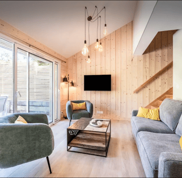 salon et coin détente du gîte bois joli