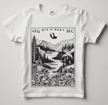 Close-up of a bold graphic print on a soft cotton t-shirt.