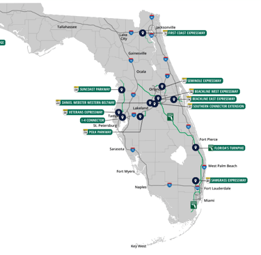 Carte des routes payantes Floride