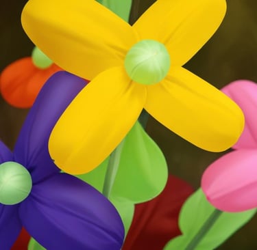 Fleur sculptée en ballons