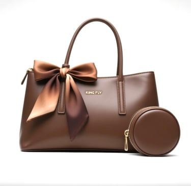 Classic Leather Tote with Silk Scarf by King Fly