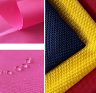 Durable and water-resistant fabrics like polyester and nylon for functional bags.