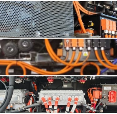 EV converted vehicle with its new parts of EV conversion kit