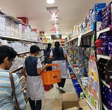 Children visiting a supermarket