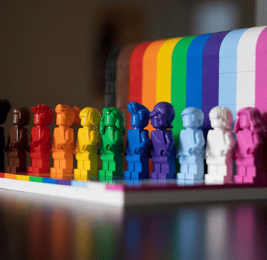 small Lego figures in many colours-diversity and similarity at once