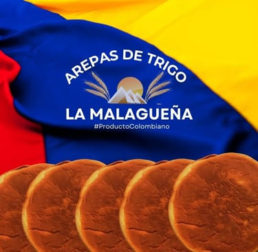 Arepas de Trigo La Malagueña. Distribuye un producto tradicional, de excelente calidad