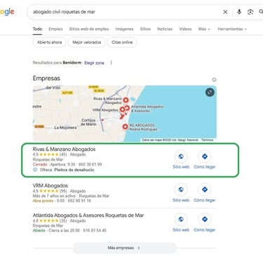 seo para abogados google maps
