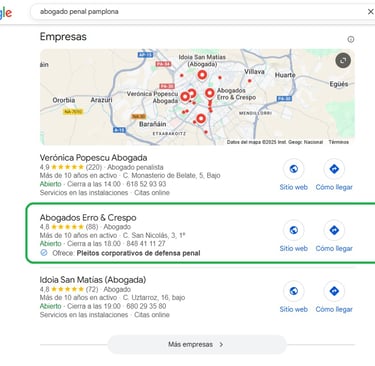 posicionar perfil de empresa abogados pamplona