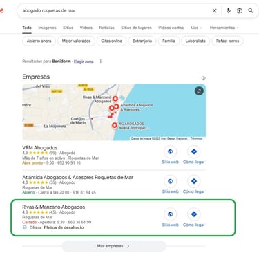 posicionamiento google maps abogados