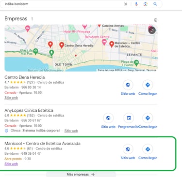 agencia marketing posicionamiento google maps centro estetica benidorm