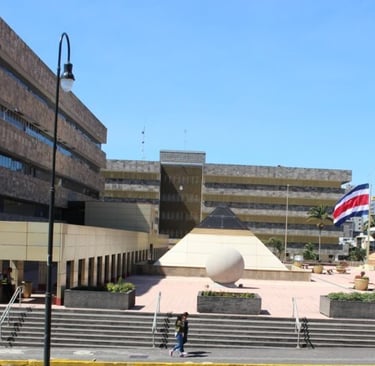 a large building with a flag on it