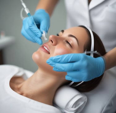 A close-up of a professional makeup artist at work.