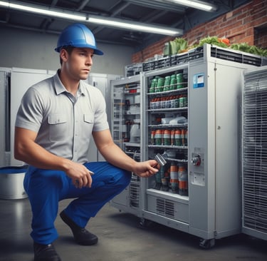 manutenção em sistema de refrigeração