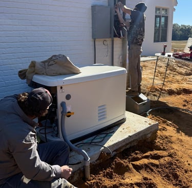 Williams Electric Service & Generators techs installing a generac home standby generator