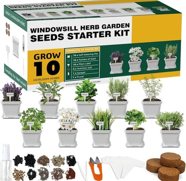 10 Herb Seeds Garden Starter Grow Kit