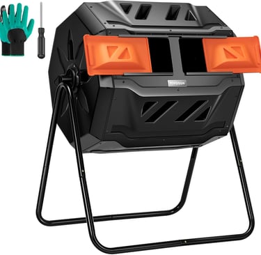 Outdoor Tumbling Composter Dual Rotating Batch Compost Bin